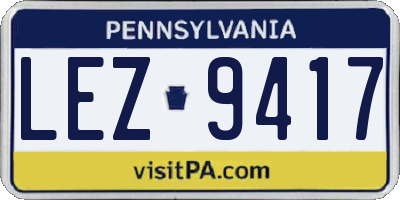 PA license plate LEZ9417
