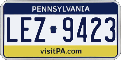 PA license plate LEZ9423