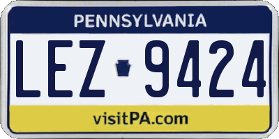 PA license plate LEZ9424