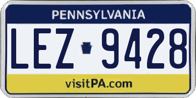 PA license plate LEZ9428