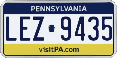 PA license plate LEZ9435