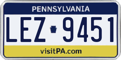 PA license plate LEZ9451