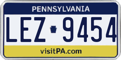 PA license plate LEZ9454