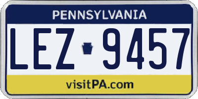 PA license plate LEZ9457