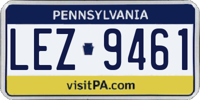 PA license plate LEZ9461