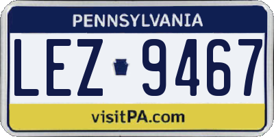 PA license plate LEZ9467