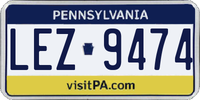PA license plate LEZ9474