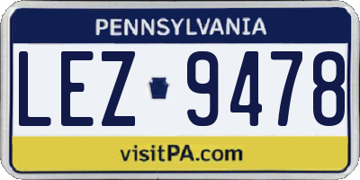 PA license plate LEZ9478