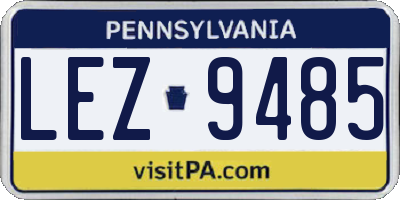 PA license plate LEZ9485
