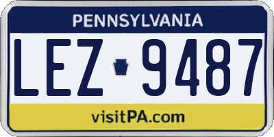 PA license plate LEZ9487