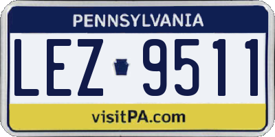 PA license plate LEZ9511