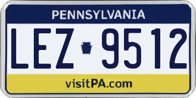 PA license plate LEZ9512