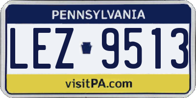 PA license plate LEZ9513