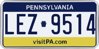 PA license plate LEZ9514
