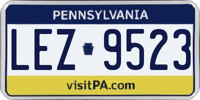 PA license plate LEZ9523