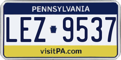 PA license plate LEZ9537