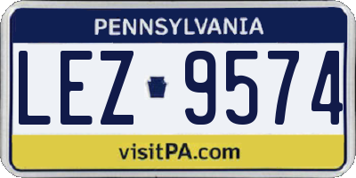 PA license plate LEZ9574