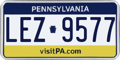 PA license plate LEZ9577