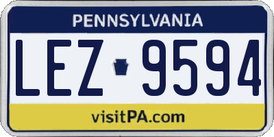 PA license plate LEZ9594