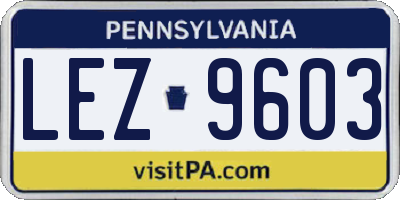 PA license plate LEZ9603
