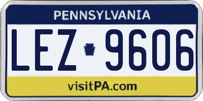 PA license plate LEZ9606