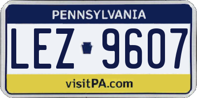 PA license plate LEZ9607