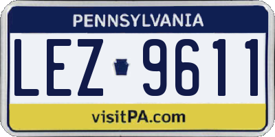 PA license plate LEZ9611