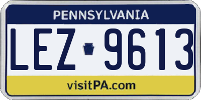 PA license plate LEZ9613
