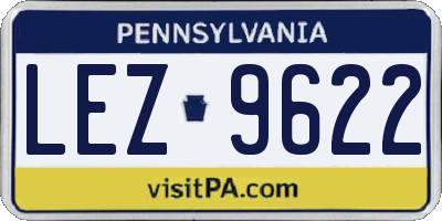 PA license plate LEZ9622