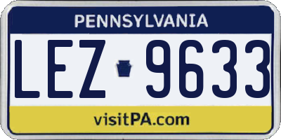 PA license plate LEZ9633