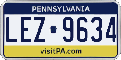 PA license plate LEZ9634