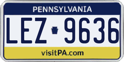 PA license plate LEZ9636