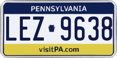 PA license plate LEZ9638