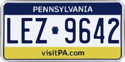 PA license plate LEZ9642