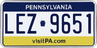 PA license plate LEZ9651