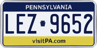 PA license plate LEZ9652