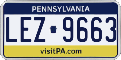PA license plate LEZ9663