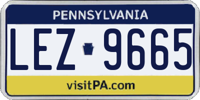 PA license plate LEZ9665