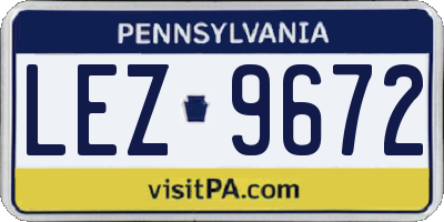 PA license plate LEZ9672