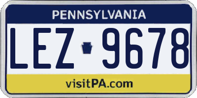 PA license plate LEZ9678