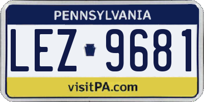 PA license plate LEZ9681
