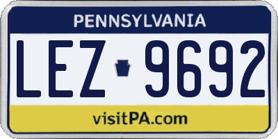 PA license plate LEZ9692