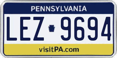 PA license plate LEZ9694