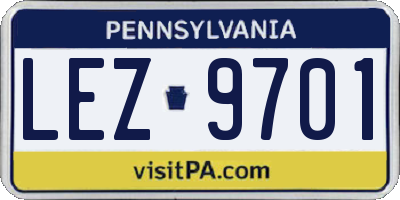 PA license plate LEZ9701
