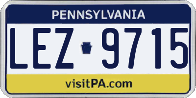 PA license plate LEZ9715
