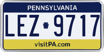 PA license plate LEZ9717
