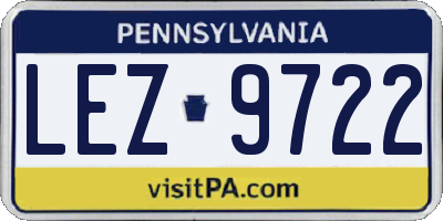 PA license plate LEZ9722