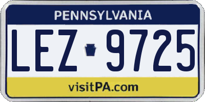 PA license plate LEZ9725