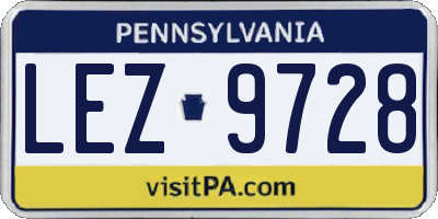 PA license plate LEZ9728