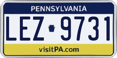 PA license plate LEZ9731
